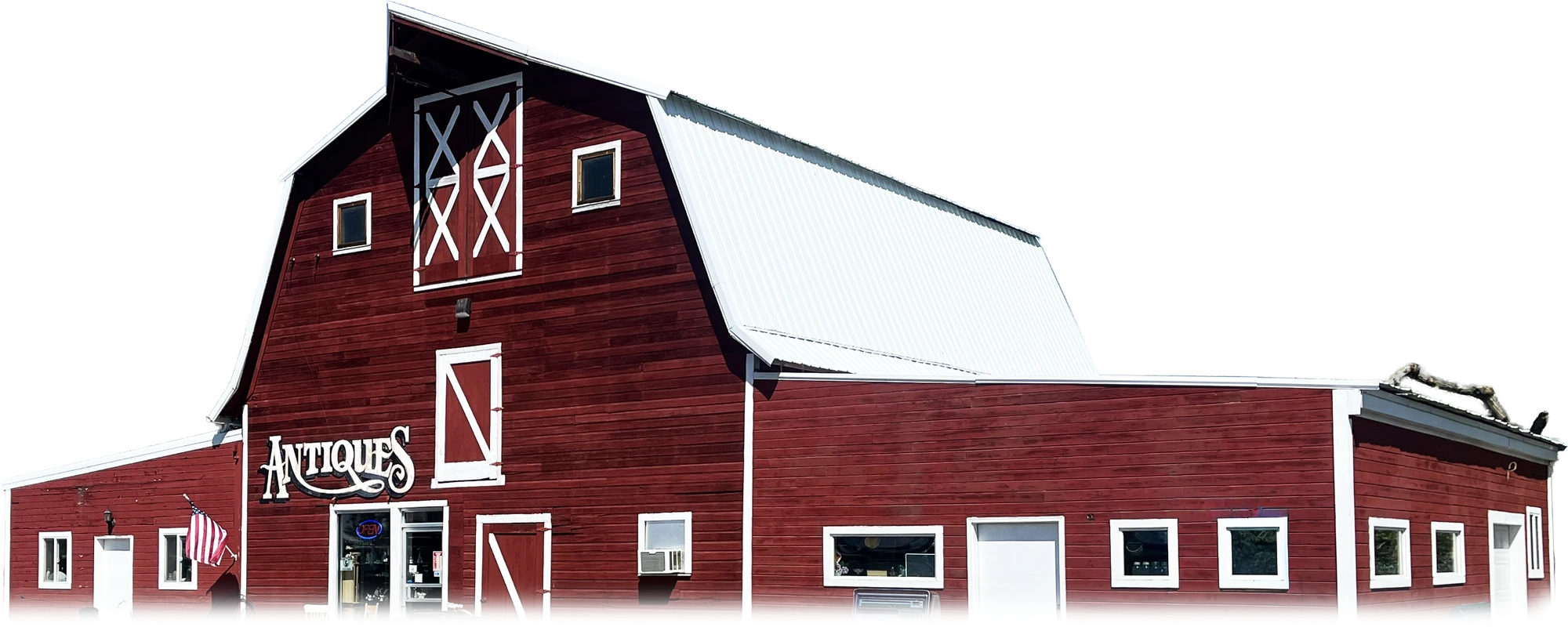 Red Barn Antiques storefront in Laurel, Montana
